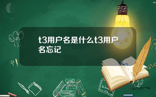 t3用户名是什么t3用户名忘记