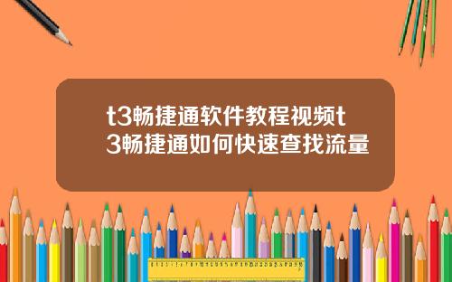 t3畅捷通软件教程视频t3畅捷通如何快速查找流量