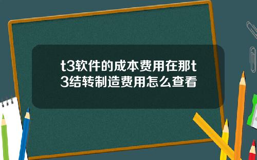 t3软件的成本费用在那t3结转制造费用怎么查看