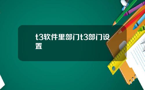 t3软件里部门t3部门设置