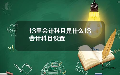 t3里会计科目是什么t3会计科目设置