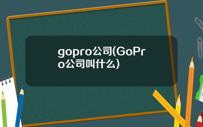 gopro公司(GoPro公司叫什么)