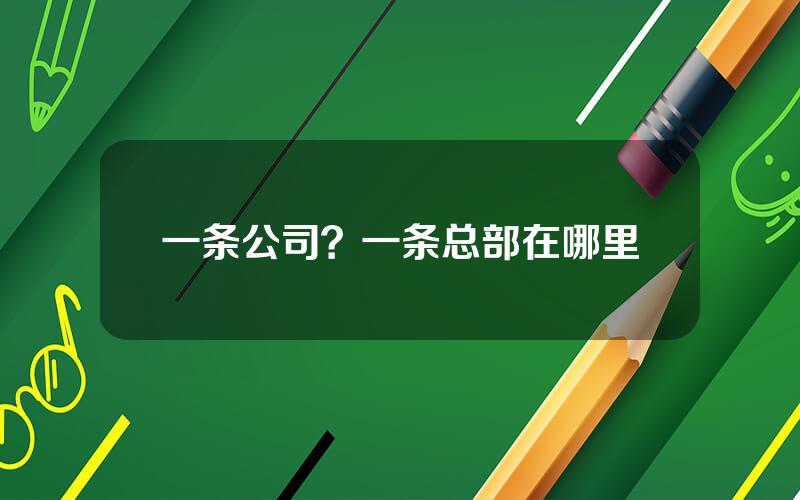 一条公司？一条总部在哪里