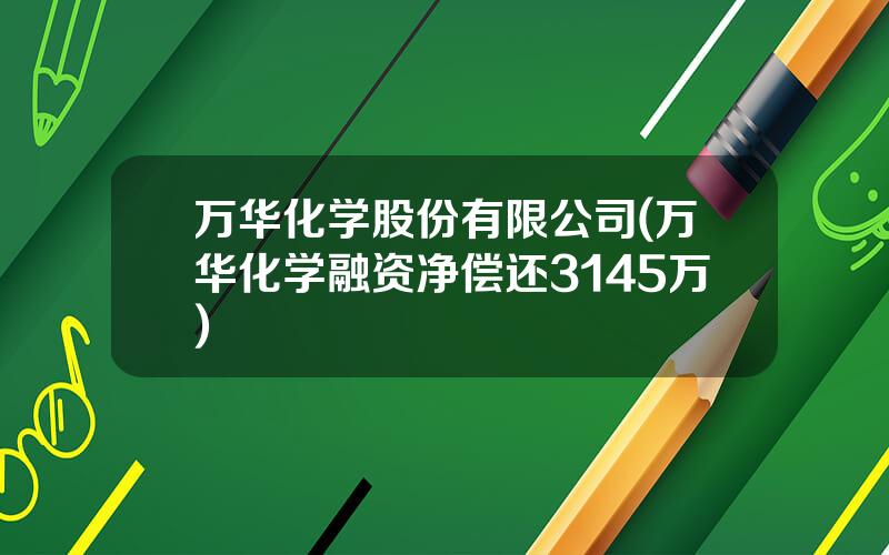 万华化学股份有限公司(万华化学融资净偿还3145万)