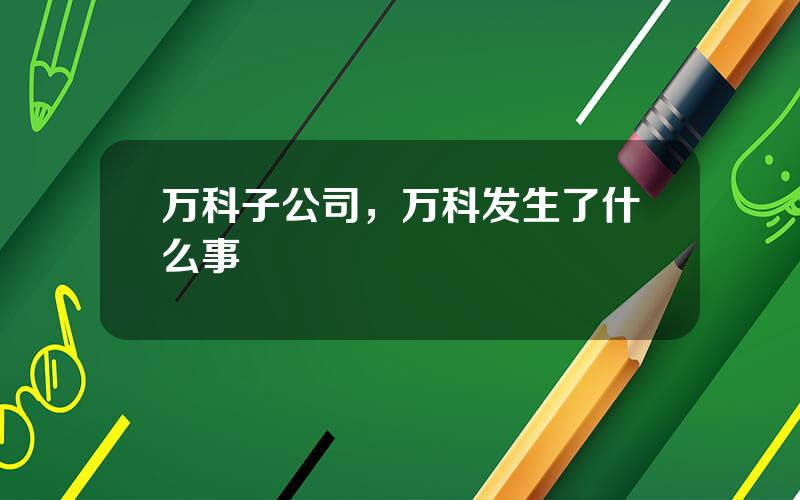 万科子公司，万科发生了什么事