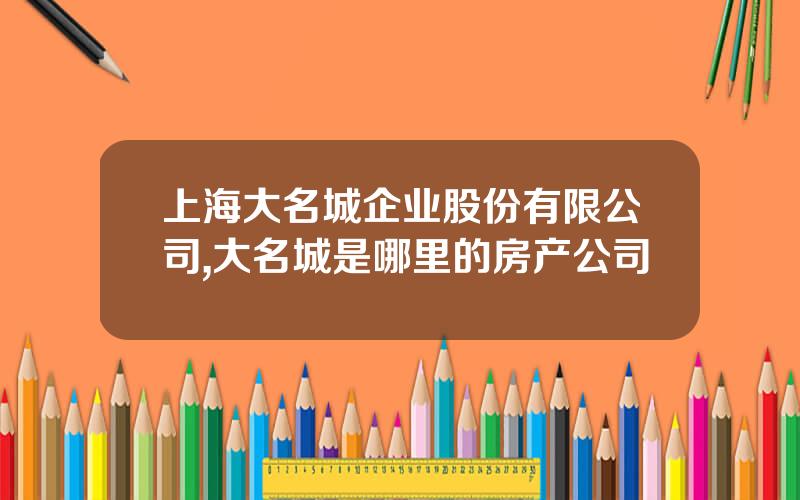 上海大名城企业股份有限公司,大名城是哪里的房产公司