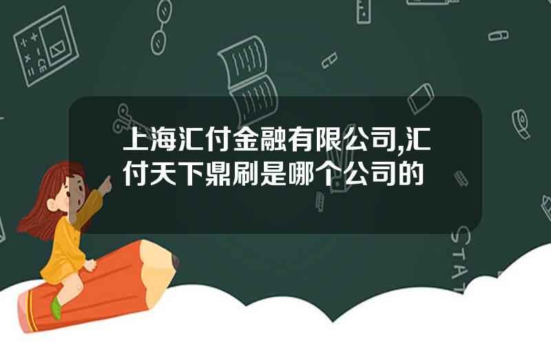 上海汇付金融有限公司,汇付天下鼎刷是哪个公司的
