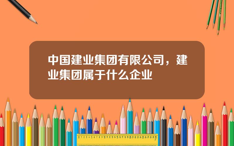 中国建业集团有限公司，建业集团属于什么企业