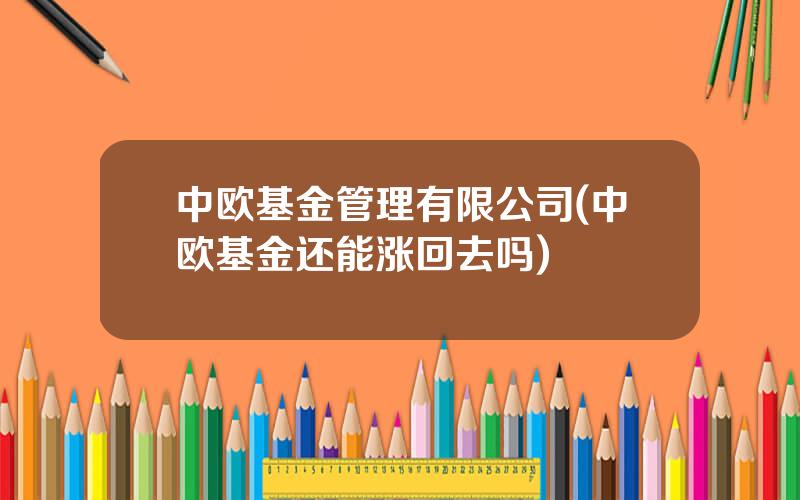 中欧基金管理有限公司(中欧基金还能涨回去吗)