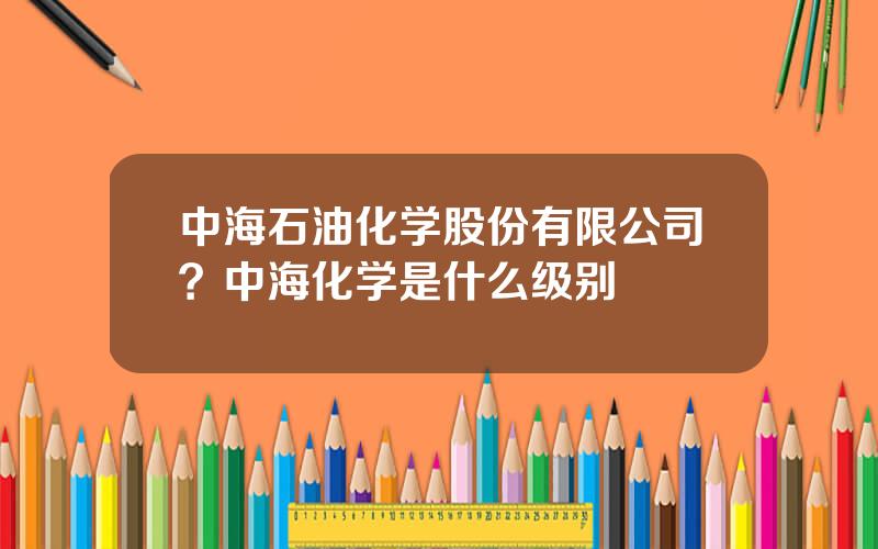中海石油化学股份有限公司？中海化学是什么级别