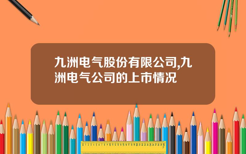 九洲电气股份有限公司,九洲电气公司的上市情况