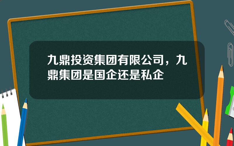 九鼎投资集团有限公司，九鼎集团是国企还是私企