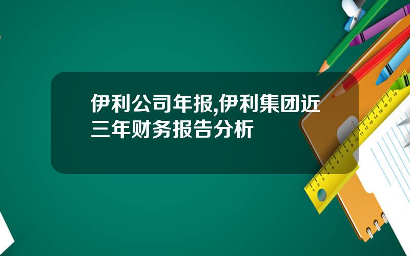 伊利公司年报,伊利集团近三年财务报告分析