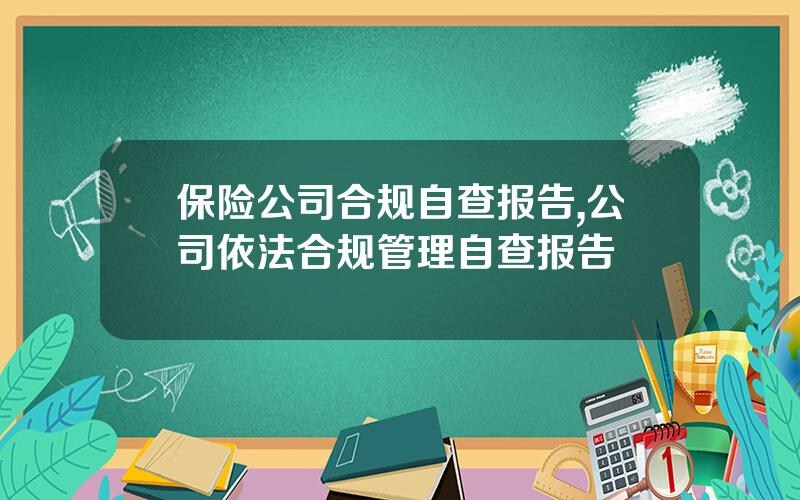 保险公司合规自查报告,公司依法合规管理自查报告