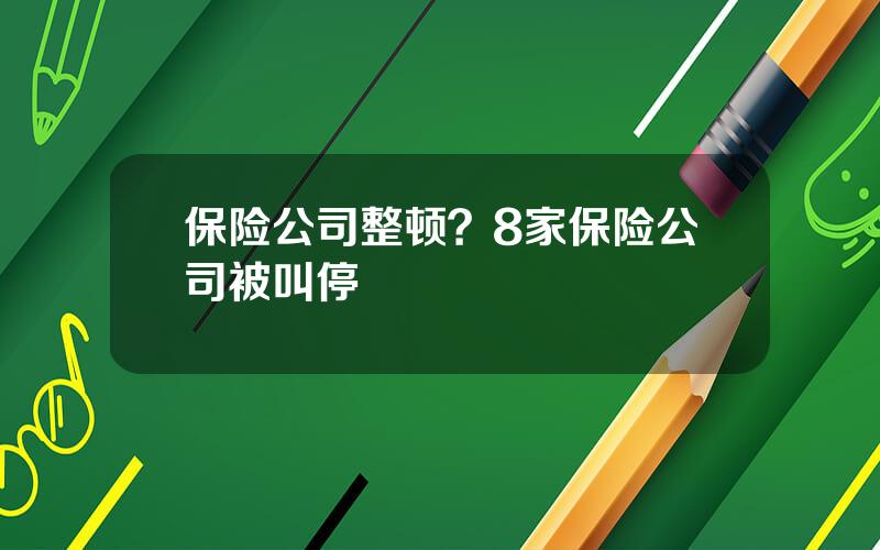 保险公司整顿？8家保险公司被叫停