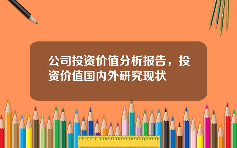 公司投资价值分析报告，投资价值国内外研究现状