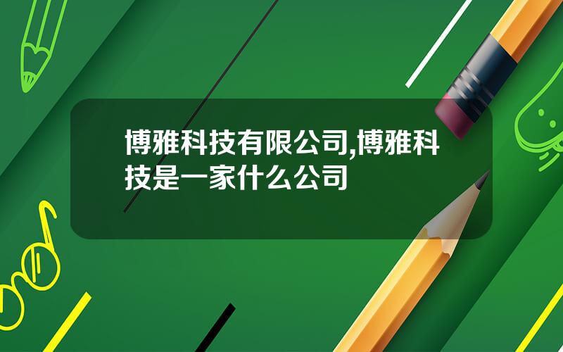 博雅科技有限公司,博雅科技是一家什么公司