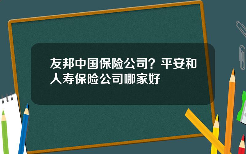 友邦中国保险公司？平安和人寿保险公司哪家好