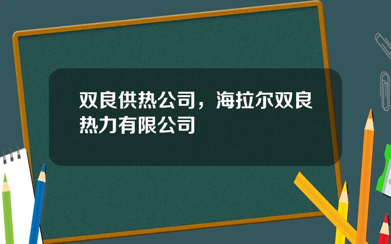 双良供热公司，海拉尔双良热力有限公司