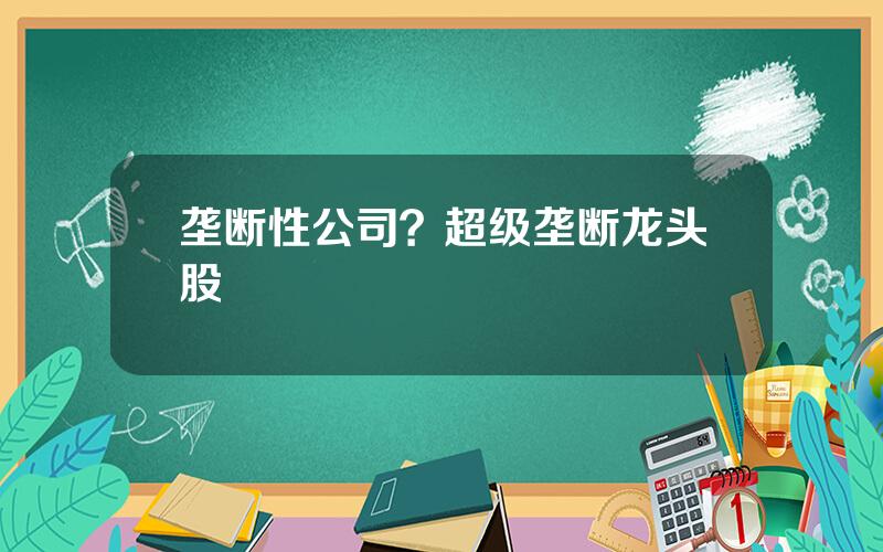 垄断性公司？超级垄断龙头股