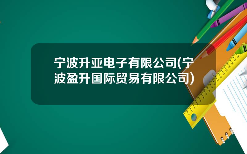 宁波升亚电子有限公司(宁波盈升国际贸易有限公司)