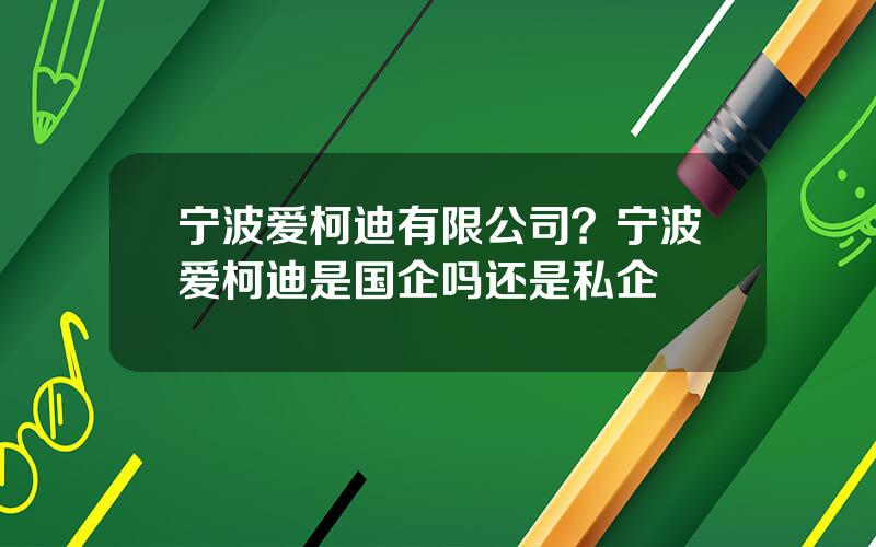 宁波爱柯迪有限公司？宁波爱柯迪是国企吗还是私企