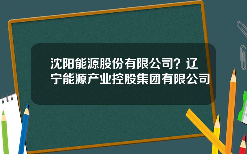 沈阳能源股份有限公司？辽宁能源产业控股集团有限公司