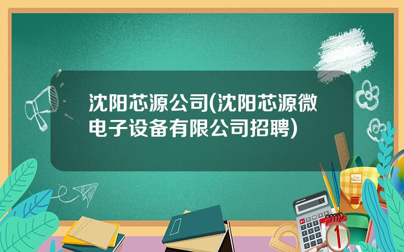 沈阳芯源公司(沈阳芯源微电子设备有限公司招聘)