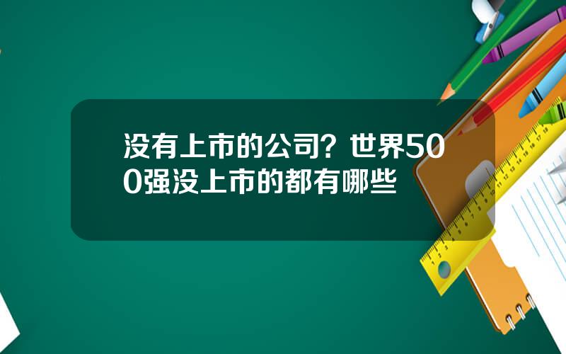 没有上市的公司？世界500强没上市的都有哪些