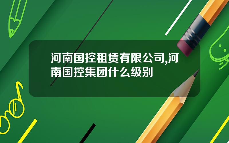 河南国控租赁有限公司,河南国控集团什么级别